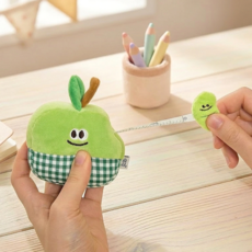 귀여운 줄자 사과 인형 미니 휴대용, 1개, 그린