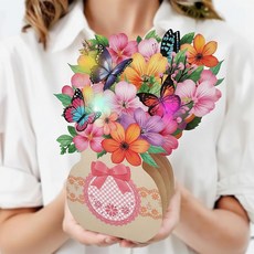 GudaAphrmix 3D 조명 및 음악 다채로운 종이 팝업 나비와 꽃 카드 생일팝업카드 생일축하카드 축하카드 입체카드 팝업카드 감사카드 생일카드만들기 새해카드 꽃다발카드 설