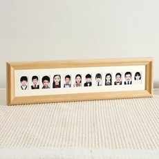 성장앨범 원목 액자 포토 가족사진 정리 사진 12칸, 사진 인쇄 포함 어린이 증명사진 액자, 1매, 러버 내추럴 우드 12홀