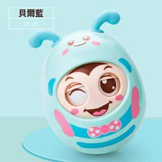 DFMEI 嬰幼兒蜜蜂不倒翁玩具3-6-9-12個月寶寶益智兒童小孩大號鈴鐺, 1個, 眨眼不倒翁【藍色】:如圖