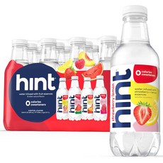 Hint Fruit-Infused Bottled Water 4Flavor 힌트 후르츠 워터 4가지맛 무설탕 16 Fl Oz (473ml) 12개, 473ml