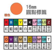16mm圓點標籤420粒/包 (圓點彩色貼紙 圓形標籤), 1個, 橙色