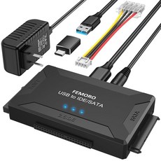 FEMORO 하드 드라이브 리더 IDE SATA to USB 3.0 + C 어댑터 3in1 울트라 데이터 검색 컨버터 키트 내부 2.5인치 SSD 3.5인치 HDD 블루레이