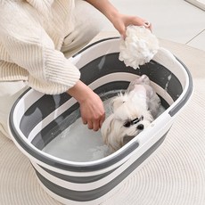 DZER 애완동물 접이식 목욕통 반려동물 목욕조 휴대용 접이식 디자인 실용적인 휴대용 간편한 다용도 대형 소형견 고양이, 1개, 애완동물용 접이식 욕조 35L