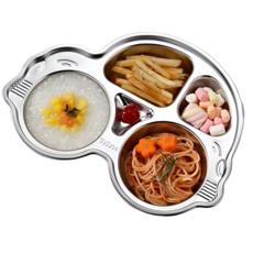쿠코아 귀여운 자동차 디자인 스테인리스 4구 식판, 1개, 실버