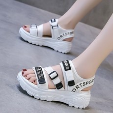 이쿠이칸 여름 비치 샌들 발편한 쿠션 통굽 스트랩 샌들 슬리퍼 STLX