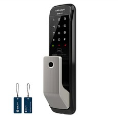 SOLITY Welkom 附把手 指紋辨識 免鑽孔 推拉式門鎖, WP-530B, 顧客自行安裝