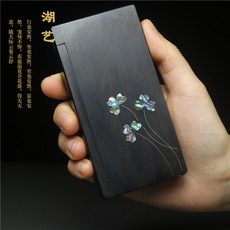 黑檀木鑲嵌貝殼三葉草便攜香盒套裝, 1個, 黑色單獨三葉草香盒