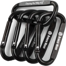 브리즈문 고강도 D형 알루미늄 카라비너5p + 보관 파우치 세트, 블랙, 1세트