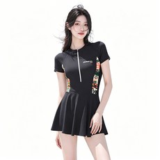 ANWO 修身顯瘦 連身泳衣 可拆卸胸墊 泳衣女生 顯瘦泳衣 連體泳衣 遮肚泳衣 學生泳衣 防走光 保守泳衣 短袖泳衣 溫泉泳衣 連身泳裝