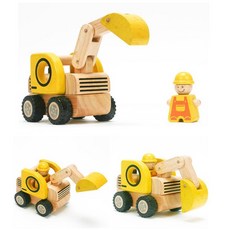 18개월 영유아 작동하는 원목굴삭기 중장비차 오감발달 소근육발달 유치원