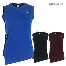 페라어스 여성 언발란스 배색 라운드 니트골프조끼 AV