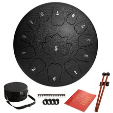 스틸 텅 드럼 C 야외 드럼 레인 메이저 13노트 30.5CM(12인치) 음악책, 블랙.