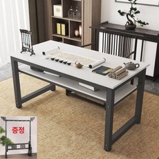 서예책상 미술 작업대 그림책상 데스크 화방 디자이너, 블랙+화이트 레그, 200x80x80cm, 화이트탑재+블랙 다리