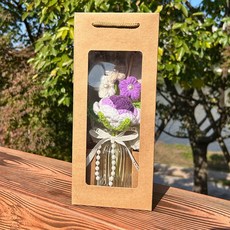毛線花瓶禮盒組 手工編織玫瑰花附玻璃花瓶, 1個, 毛線花瓶禮盒_漸變紫 +贈香薰精油