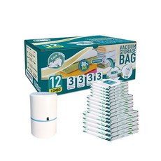 樹葉壓縮袋 加厚收納袋 棉被壓縮袋 真空壓縮袋 衣物壓縮袋 盒裝壓縮袋, 1個, 12個裝(送手動+電動抽氣機)