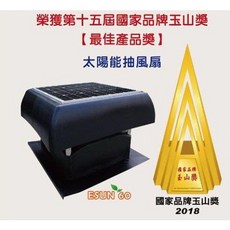 ESUN DC直流馬達高效靜音26吋三葉太陽能抽風扇 屋頂型 廠房降溫首選 國家品牌玉山獎, 1個, ESUN60