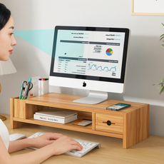 라온프리 서랍형 모니터 받침대, 우드