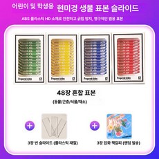 프레파라트 48종 표본 실험도구 식물 현미경 체험, 48장 곤충 야채, 기본 색상