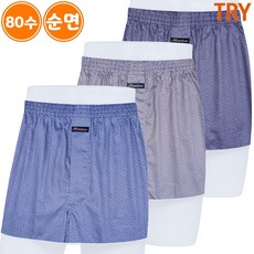 트라이 남자 80수 순면 트렁크 팬티 3매입 세트 A1MA