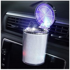 DFMEI 汽車車載菸灰缸懸掛式個性創意車內菸灰缸帶蓋LED燈車用菸缸, 1個, 彩炫菸灰缸:如圖