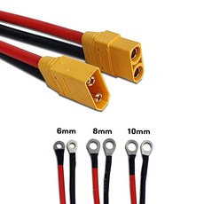 실리콘 인버터케이블(50cm)_AWG10 단자_XT-90(숫) O자터미널(6mm)