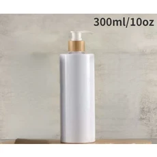 샤워 젤 로션 샴푸 용량용 대나무 펌프 디스펜서 1개 - 서리로 덥은 용기 - 편리한 빈 플라스틱 용기, 01 300ml white  bottles