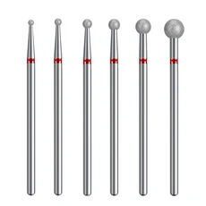 6개/세트 볼 다이아몬드 네일 드릴 비트 미세 그릿 회전식 큐티클 클린 버 매니큐어 머신 액세서리