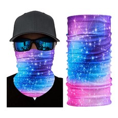 魔術頭巾 防曬 運動頭巾 頭套 透氣 吸汗 圍脖 冰絲 涼感 釣魚自行車頭巾 超彈性防風面罩 戶外騎行頭巾 男 女, 粉紫星空, 1個