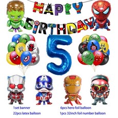 생일 파티 학예회 이벤트 할로윈 용품 어벤져스 풍선 스파이더맨 아이언맨 헐크 슈퍼 히어로 장식 식기 배너 배경, Other, 1Set O5