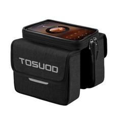 TOSUOD 腳踏車前梁包 螢幕觸控 防水材質, 黑色 超大容量防水, 1個