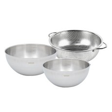 퀸센스 펀칭볼 채반 양수 + 믹싱볼 2종 세트, 실버, 1개