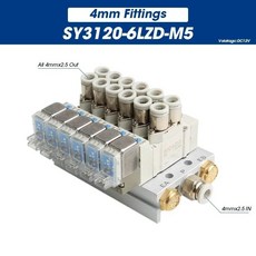 매니폴드 스테이션 솔레노이드 밸브 단일 전자 제어, B. 4 Stations, 1. SY3120-6LZD-M5 4mm