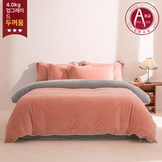 무인양품 겨울용 두꺼운 플리스 양면 싱글 이불 커버, 오렌지핑크-연회색