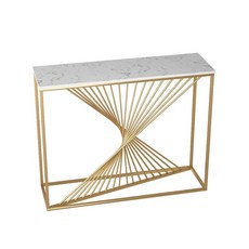 북유럽 거실 프레임 폭좁은 콘솔 대리석 블랙 60x30x80 현관 복도, B. 금색 100x30x80mm