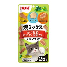 이나바 야끼믹스 스낵, 가다랑어포+조개+가다랑어스프맛, 25g, 12개