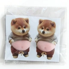 통통한 시바견 3D 스티커 강아지 배 귀여운 접착식, 05 4pcs-D