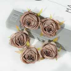 嗨購 7公分 DIY手工仿真玫瑰花頭 婚慶裝飾花束, 棕色