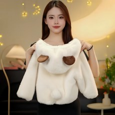 여아코트 유아아우터 아동 여아아우터 귀여운 동물코트 곰 토끼 오리 코트, 80, 화이트 리틀베어