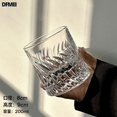 DFMEI 高檔威士忌酒杯輕奢水晶洋酒杯家用玻璃刻花啤酒杯冰球杯子, 1個