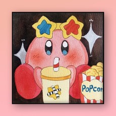 DIY 디지털 유화 핸드메이드 컬러 채우기 별의 커비 거실 그림, A337, 20*20【원목내부프레임】, 1개