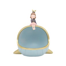 可愛少女造型 樹脂 裝飾收納盤 鑰匙收納 擺件, 1個, 鯨魚-藍