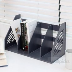 웰픽스 4칸 데스크 책꽂이 진회색