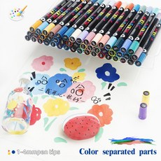 미니플 듀얼 컬러팁 아크릴 마케펜 세트, 1세트, 24색