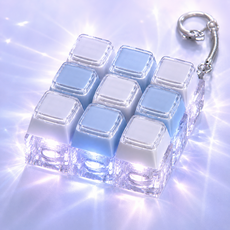 키올로 DIY 키꾸 LED 키보드 키캡 키링 딸깍이 피젯토이 9구, 1개, 블루크리스탈