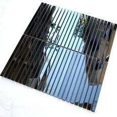 滿290出貨 簡約金屬馬賽克瓷磚背景墻，玄關餐廳鏡面長條不銹鋼墻磚，打造現代時尚家居風格, 鈦黑色鏡面, 1個