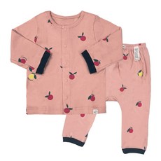 그린베베 국내생산 영유아 봄가을용 베베 핑크유자 양면내의