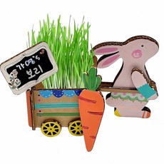 우든 페이퍼 토끼 수레 보리 새싹 키우기 동물 종이 교구 놀이 식물 자동차 곡물 싹 신림, 본상품