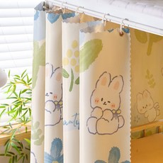 宿舍床簾 強遮光 單人床簾 學生宿舍上下鋪通用寢室簾火車圍簾, #【新款】愛心小兔,#1.15m高【1片】擋正面/靠牆