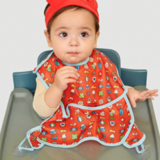 오우아스튜디오 방수 포켓 턱받이 신생아 아기 외출용 휴대용 이유식턱받이, 1개, 1개입, 베어핀 타입 레드